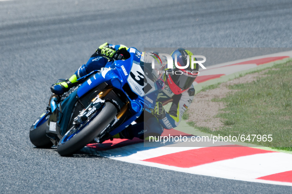 Carmelo Morales of the Yamaha Laglisse team during the SBK Qualifying Practice in the FIM CEV Repsol 2015 which was held at the Circuit de C...