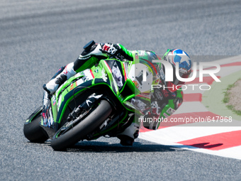 Kenny Noyes of the Kawasaki Palmeto PL Racing team during the SBK Qualifying Practice in the FIM CEV Repsol 2015 which was held at the Circu...