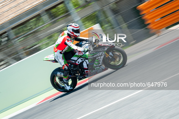 Axel Maurin of the CMS team during the SBK Qualifying Practice in the FIM CEV Repsol 2015 which was held at the Circuit de Catalunya-Barcelo...