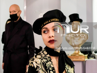 Image released February 20, during the filming of the Stephen Jones Millinery digital presentation during London Fashion Week February 2021...