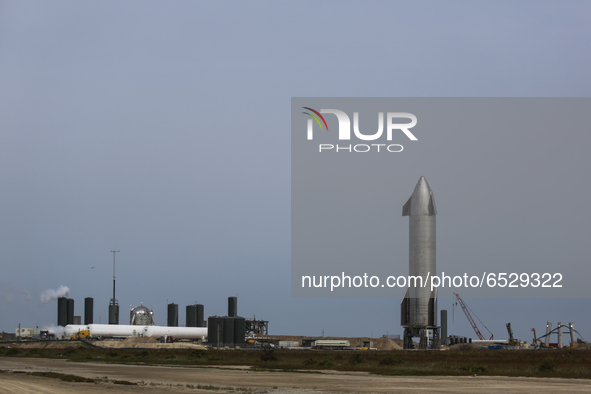 Starship SN11 on the afternoon of Monday, March 15th at SpaceX's South Texas launch site in Boca Chica, Texas, on March 15, 2021. 