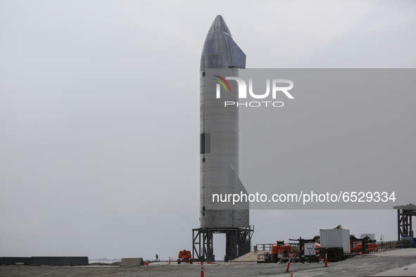 Starship SN11 on the afternoon of Monday, March 15th at SpaceX's South Texas launch site in Boca Chica, Texas, on March 15, 2021. 