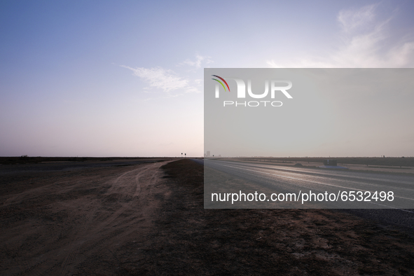 SpaceX's South Texas build site is seen in the distance in the vast empty marshes of Boca Chica, Texas on March 16th. 