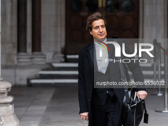 LONDON, UNITED KINGDOM - MARCH 18, 2021: Johnny Depp's barrister David Sherborne leaves the Royal Courts of Justice as he applied for permis...