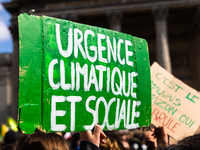 Young people demonstrated for climate and social justice in Paris, France, on March 19, 2021. Students, high school students, young people m...