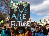 Young people demonstrated for climate and social justice in Paris, France, on March 19, 2021. Students, high school students, young people m...