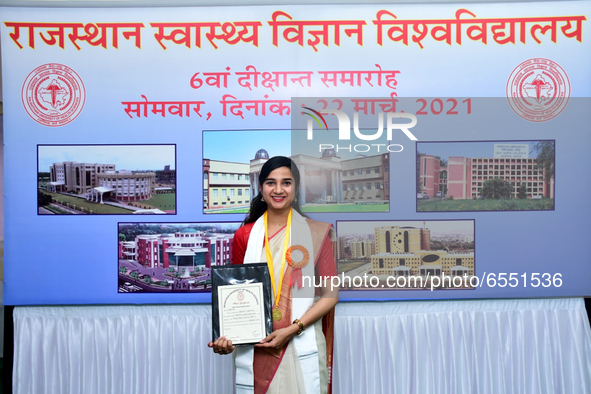 Srishti Gautam received Gold Medal on the 6th convocation by Rajasthan University of Health Sciences for securing 1st Rank in MBBS in Rajast...