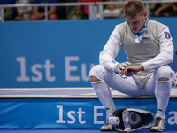 Francesco
Ingargiola(ITA)in a pause of the match against Alessio
Foconi valid for  the Fencing - Men's Individual Foil Semi Final  of the Ba...
