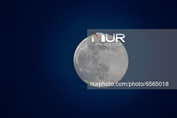 The Moon as seen from the Dutch city of Eindhoven. Earth's natural satellite is in the Waxing Gibbous phase, before becoming full. The full...