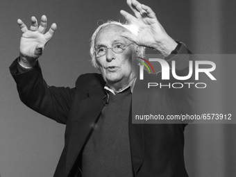 (EDITOR'S NOTE: Image was converted to black and white) The filmmaker Carlos Saura attends the presentation of the exhibition 'Carlos Saura...