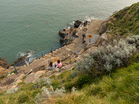A general view of the Vico bathing place, Hawk Cliff, in Dalkey, during COVID-19 level 5 lockdown. 
On Wednesday, March 31, 2021, in Dublin,...