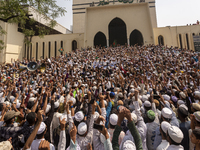 Muslims protest In Dhaka, Bangladesh on April 2, 2021. The leaders of Hefajat-e-Islam demanded the withdrawal of cases filed against them an...