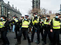 Police react during Kill The Bill protest in London, Britain, 3 April 2021. Protests around the United Kingdom have been held in opposition...