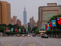 A view of the Taipei 101 outside the Presidential Office Building, Taipei, Taiwan, 27th March 2021 (