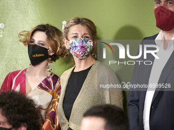 Minister of Labour Yolanda Diaz attends the 'Cunados' Premiere at Callao Cinema in Madrid, Spain on April 6, 2021. (