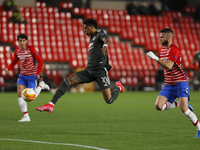 Marcus Rashford, of Manchester United scores the first goal of his team during the UEFA Europa League Quarter Final leg one match between Gr...