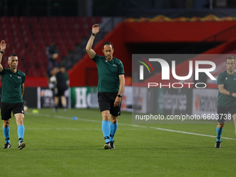 The referee Artur Dias during the UEFA Europa League Quarter Final leg one match between Granada CF and Manchester United at Nuevo Los Carme...