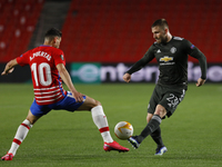 Luke Shaw, of Manchester United during the UEFA Europa League Quarter Final leg one match between Granada CF and Manchester United at Nuevo...