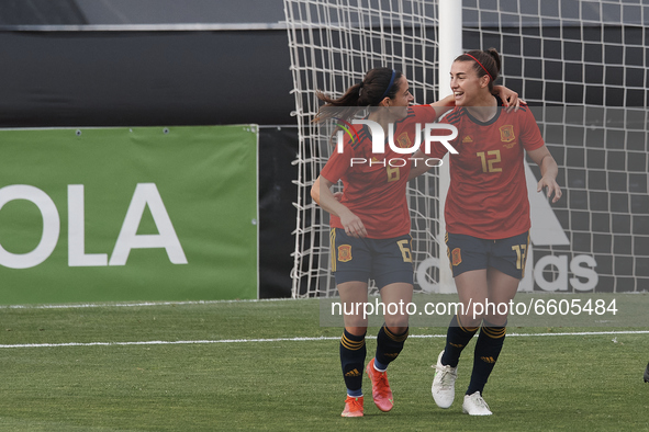 Patri Guijarro (FC Barcelona) of Spain celebrates after scoring her sides first goal during the Women's International Friendly match between...