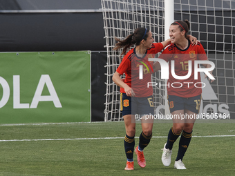 Patri Guijarro (FC Barcelona) of Spain celebrates after scoring her sides first goal during the Women's International Friendly match between...