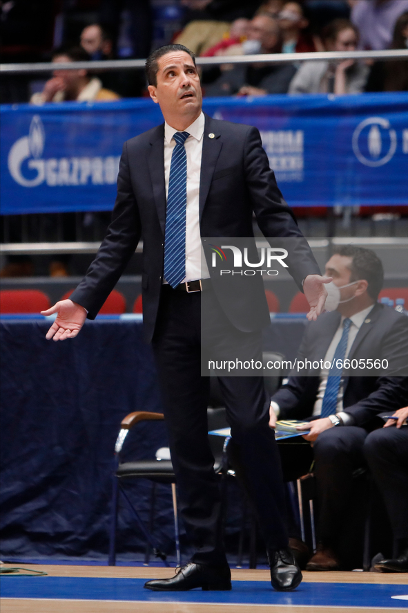 Maccabi Playtika Tel Aviv head coach Ioannis Sfairopoulos during the EuroLeague Basketball match between Zenit St Petersburg and Maccabi Pla...