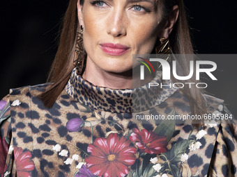 Model Nieves Alvarez walks the runway at the Maite by Lola Casademunt fashion show during Mercedes Benz Fashion Week Madrid April 2021 at If...