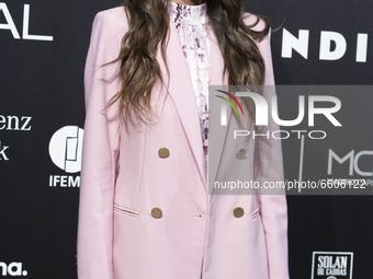 Lidia Torrent attends Maite by Lola Casademunt fashion show during the Merecedes Benz Fashion Week April 2021 edition at Ifema on April 09,...