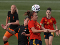 Alexia Putellas (FC Barcelona) of Spain and Sherida Spitse of Netherlands competes for the ball during the Women's International Friendly ma...