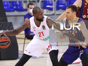 James Gist and Victor Claver during the match between FC Barcelona and FC Bayern Munich, corresponding to the week 34 of the Euroleague, pla...