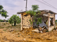 Remains of a building riddled with bullet holes during the civil war in Mugamalai, Sri Lanka. This is just one of the many reminders of the...