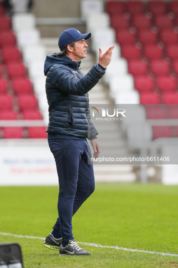 Bristol Rovers manager Joey Barton during the first half of the Sky Bet League 1 match between Northampton Town and Bristol Rovers at the PT...