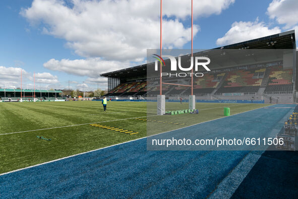 A general view inside the stadium is seen ahead to the Greene King IPA Championship match between Saracens and Bedford Blues at Allianz Park...