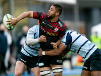 Andy Christie of Saracens passes the ball during the Greene King IPA Championship match between Saracens and Bedford Blues at Allianz Park,...