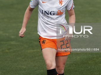 Inessa Kaagman of Netherlands during the warm-up before the Women's International Friendly match between Spain and Netherlands on April 09,...