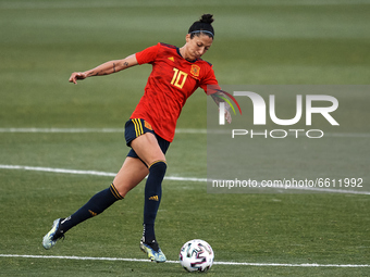 Jenni Hermoso (FC Barcelona) of Spain runs with the ball during the Women's International Friendly match between Spain and Netherlands on Ap...