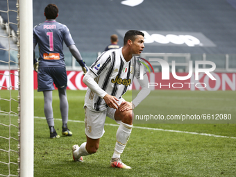 Cristiano Ronaldo of Juventus FC disappointed during the Serie A football match between Juventus FC and Genoa CFC at Allianz Stadium on Apri...