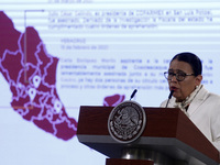 MEXICO CITY, MEXICO, APRIL 9, 2021.- The Secretary of Security and Citizen Protection of Mexico, Rosa Isela Rodriguez, informed that 117 thr...