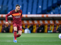 Borja Mayoral of AS Roma scores first goal during the Serie A match between AS Roma and Bologna FC at Stadio Olimpico, Rome, Italy on 11 Apr...