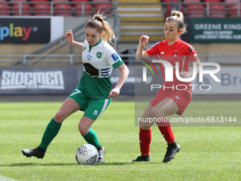 L-R Tash Wild of Chichester and Selsey Ladies FC holds of Sophie Lee of Leyton Orient Wome during The Vitality Women's FA Cup Third Round Pr...