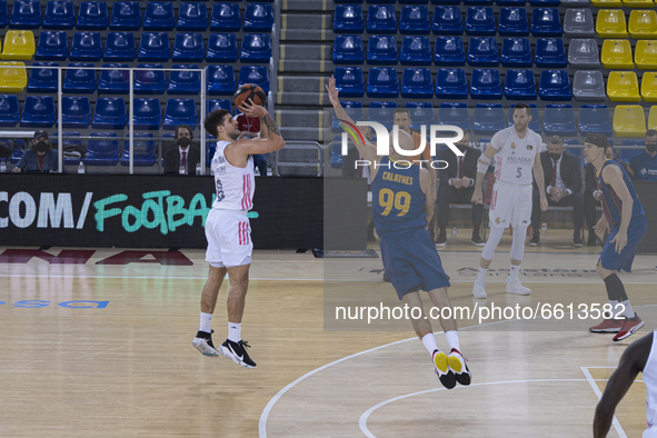 Nicolás Laprovittola (8) of Real Madrid during the Barça vs Real Madrid match of ACB league on April 11, 2021, in Palau Blaugrana, Barcelona...