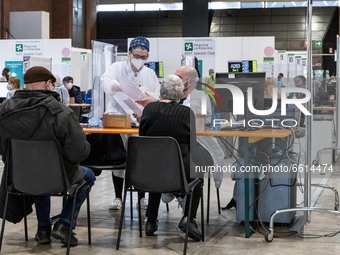 Coronavirus vaccination in the hub opened today, in Brescia, Italy, on April 12, 2021. (