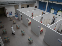 An empty vaccination point in Pisa, Italy, on April 12, 2021. The campaign for vaccination against Covid-19 rolling out in Italy with strugg...