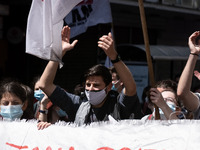University students protest against the government-promoted plan to create dedicated university police forces to patrol campuses in Athens,...