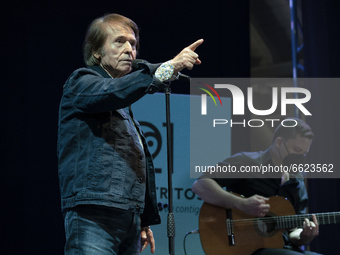 Spanish singer Raphael celebrates 60 years of career with a meeting with fans at Matadero on April 15, 2021 in Madrid, Spain. (