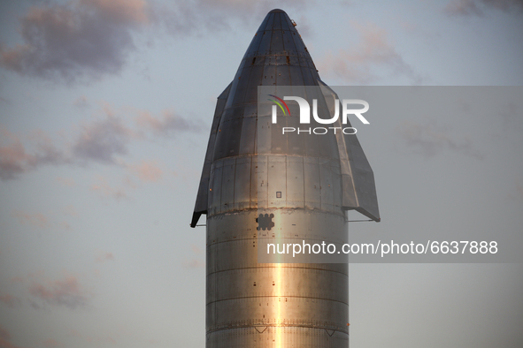 SpaceX Starship SN15 at dawn on Tuesday, April 20th, 2021 in Boca Chica, Texas.  