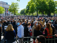 People gathering in tribute to Sarah Halimi in Paris, France, on April 25, 2021. Several thousand people gathered in Paris to denounce the l...