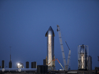 Starship SN15 on the evening on April 25th, 2021 at SpaceX's South Texas Launch Site in Boca Chica, Texas. (