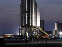 Starship SN15 on the evening on April 25th, 2021 at SpaceX's South Texas Launch Site in Boca Chica, Texas. (