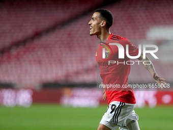 Chiquinho of SL Benfica celebrates after scoring a goal during the Portuguese League football match between SL Benfica and CD Santa Clara at...
