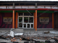 Debris after a portion of a shop were damaged due to earthquake at Bhetapara in Guwahati, Assam, India on April 28, 2021.  An earthquake of...